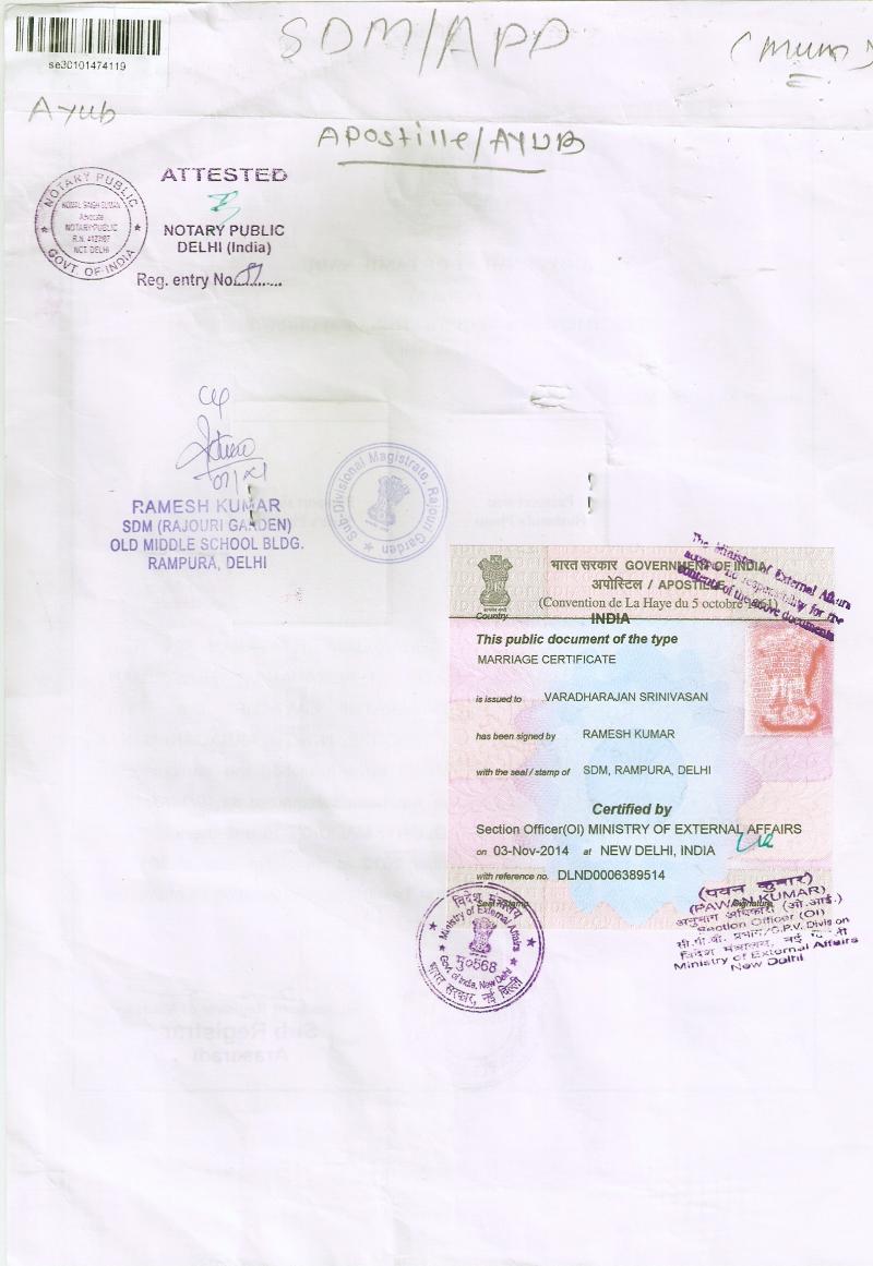 Marriage Certificate apostille Pune